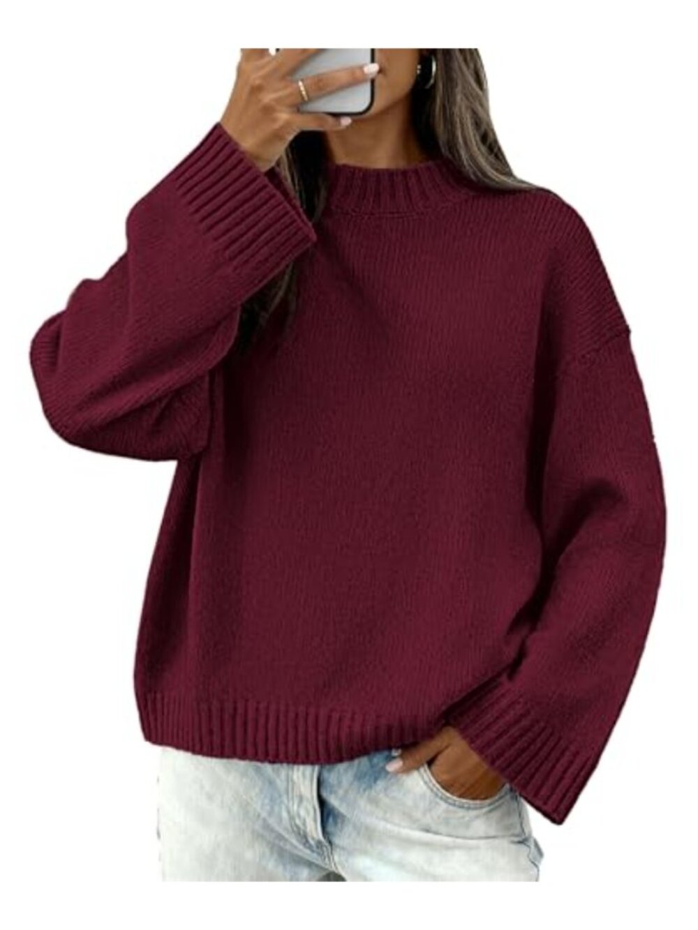 Loose Knit Crewneck Long Sleeve Pullover Sweater